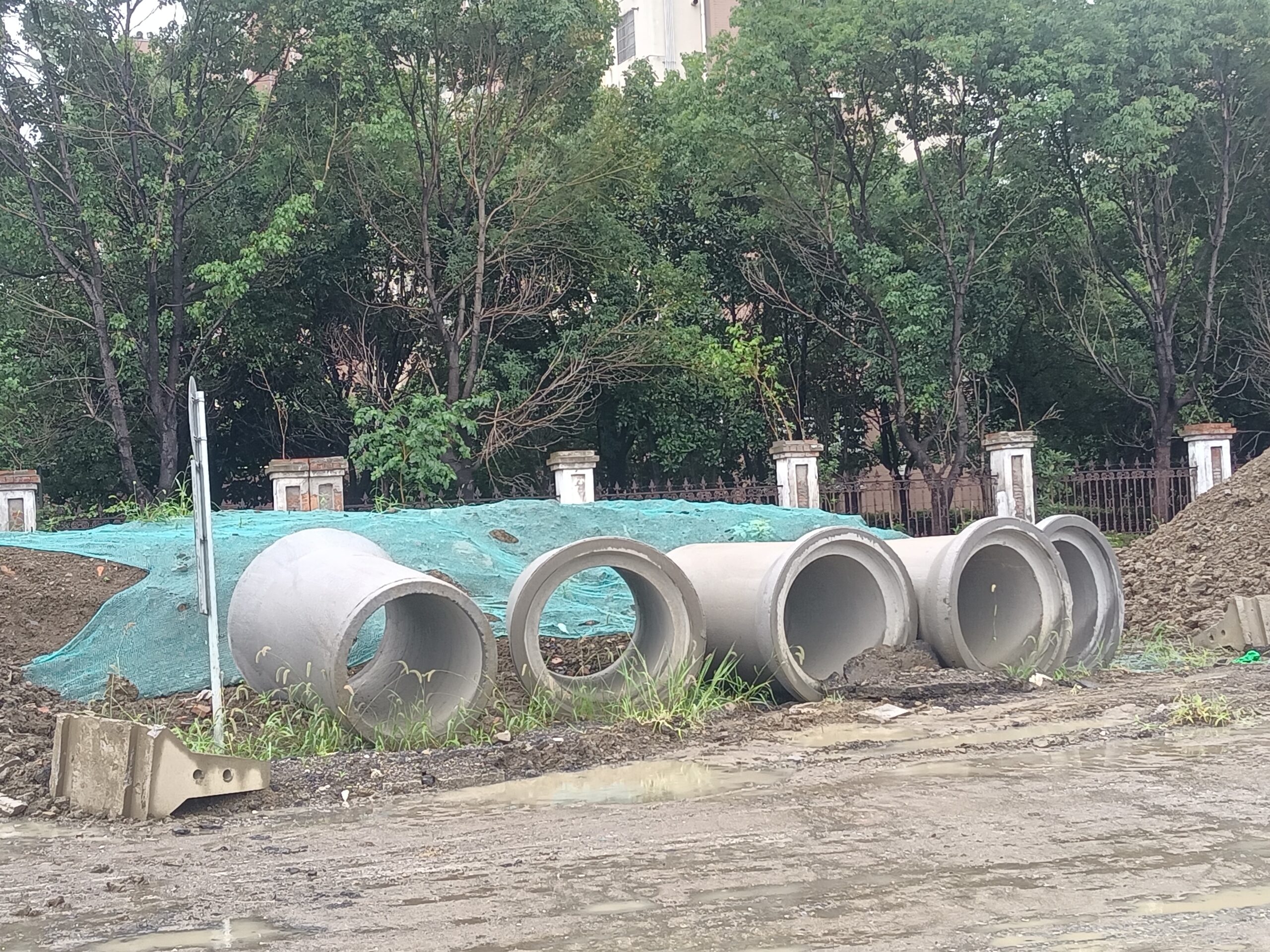 Commercial concrete construction site with prepared concrete infrastructure work